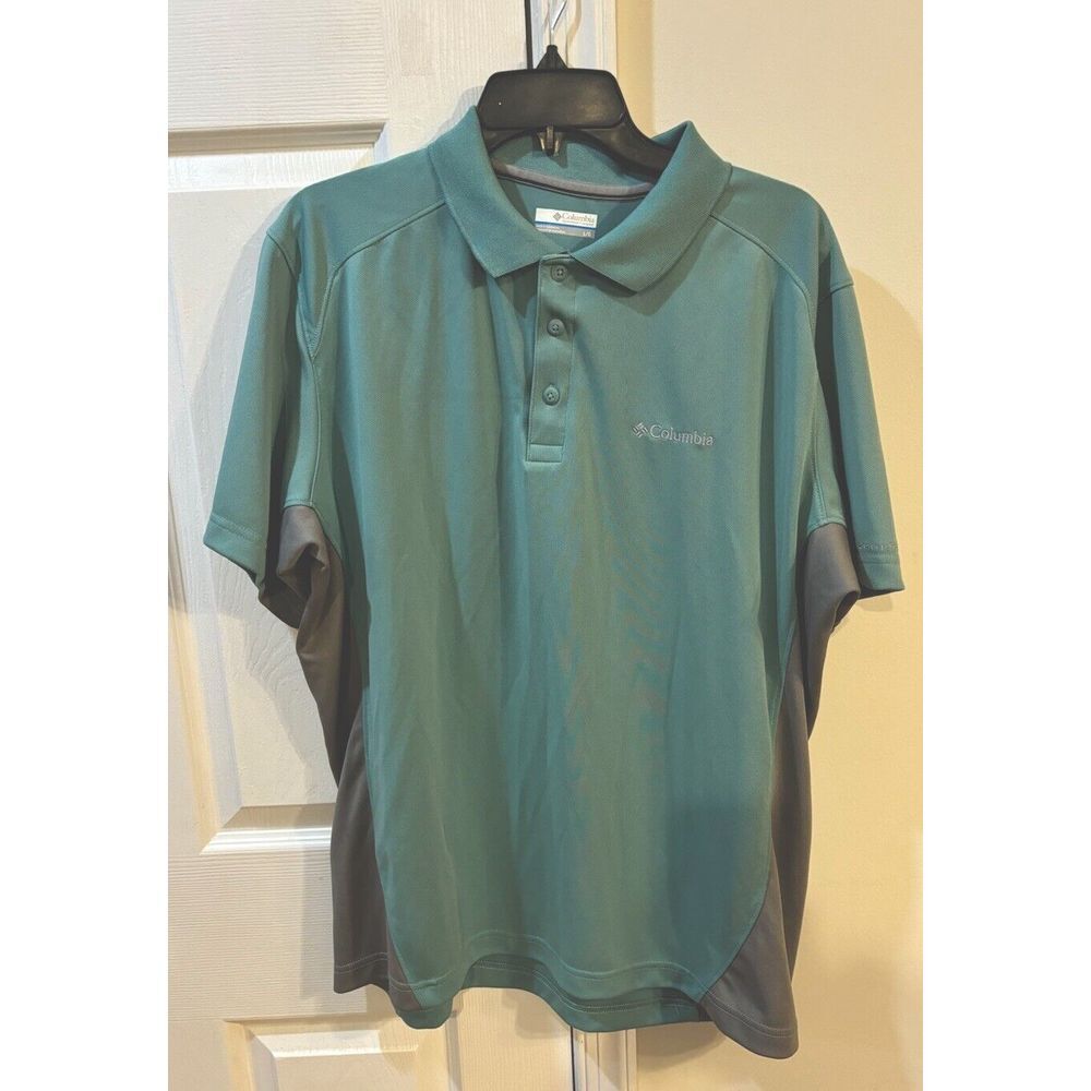 Columbia Short Sleeve Polo Men's Sz L Omni- Shade Gray & Green - Picture 1 of 7